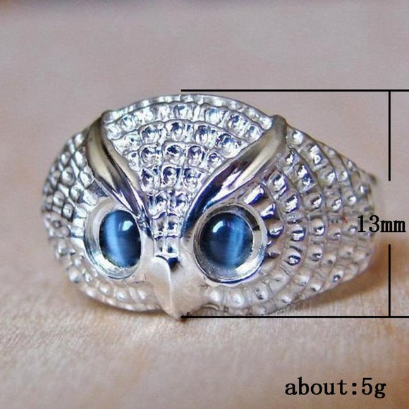 🔥 Adorable Cute Blue Eye Owl Rings for Women/Man, PD001 - Picture 8 of 8